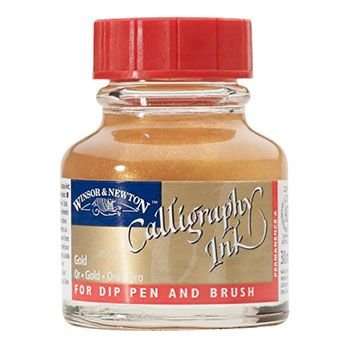 Winsor And Newton Non Waterproof Calligraphy Ink - Gold (30ml)