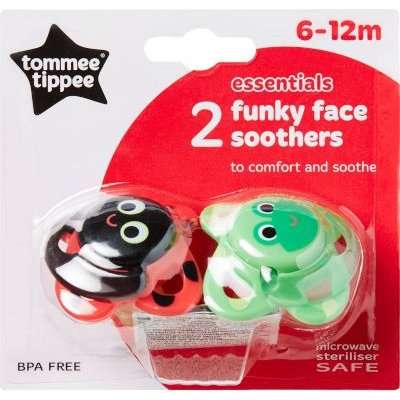 Tommee Tippee - Essentials Funky Face Soother (6 - 12 Months | Supplied May Vary | 2 Pack)