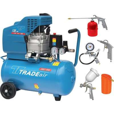 TradeAir 24L Lubricated Direct Drive Compressor With 5Pc Air Tool (1.1kW )( 1.5HP)