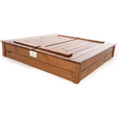 Just For Kids - The Original 4 Seater Folding Bench Sandpit (1.2 x 1.2 Metres | Oak Varnish)