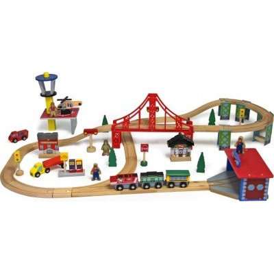 Jeronimo Train Set - Red Bridge Construction (70 Piece)