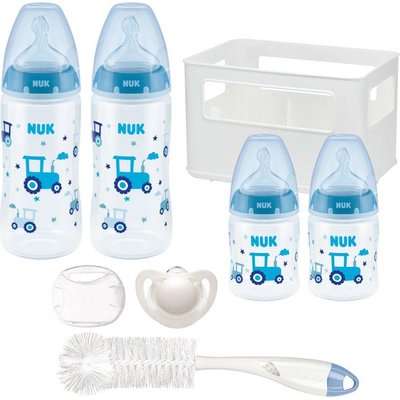 NUK First Choice+ Temperature Control 4 Bottle Starter Pack with Crate - Tractor