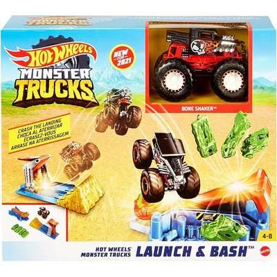 Hot Wheels Monster Trucks Launch and Bash Car-Splosion Play Set