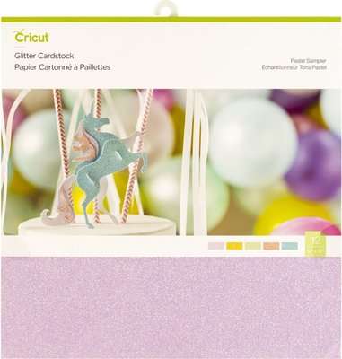 Cricut Glitter Cardstock - 10 Sheet Sampler (30 x 30cm)(Pastel) - Compatible with Cricut Maker / Exp
