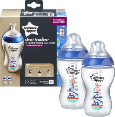 Tommee Tippee - Closer to Nature Decorated Bottle 340ml (2PK) - (Supplied Colour May Vary)