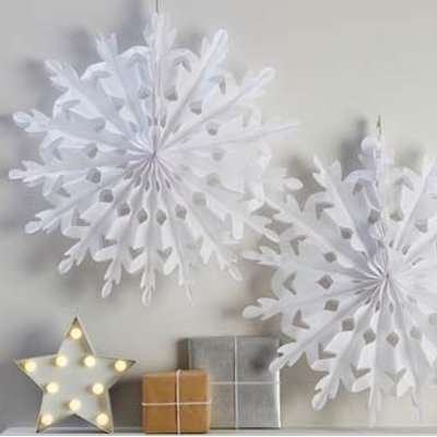 Ginger Ray Christmas Metallics White Giant Snow Flakes (Pack of 2)