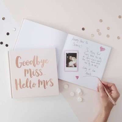 Team Bride -  Rose Gold Foiled Goodby-Miss-Hello-Mrs Advice Book