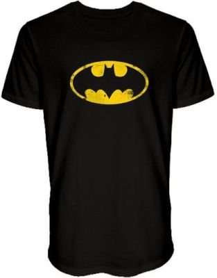 DC Batman Logo Plain Mens T-Shirt (Black)(XX-Large)
