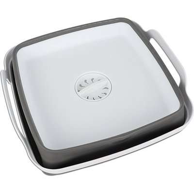 Homequip Foldaway Washing Up Basin With Handles and Drain Plug (31 x 31cm)(Grey/White)