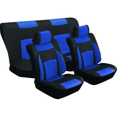 Stingray Majestic Quilted Car Seat Cover Set (8 Piece) (Black/Blue)
