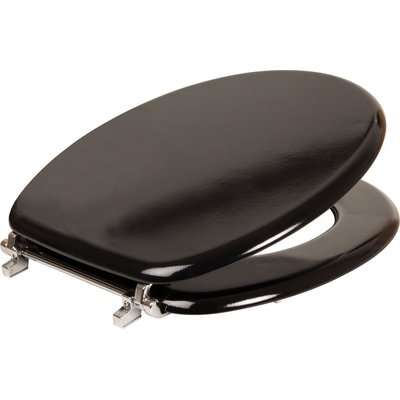 Wildberry 18" MDF Toilet Seat (Dark Mahogany/Black) (Bar Hinges)