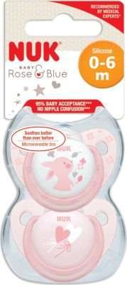 NUK Trendline Soother with Box (Size 1 | Baby Rose | Heart Rabbit)