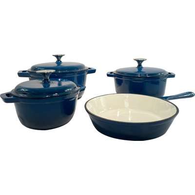 Fine Living Cast Iron Cookware Set (7 Piece) (Teal)