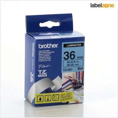 Brother TZ-561 P-Touch Laminated Tape (Black on Blue)(36mmx8m)