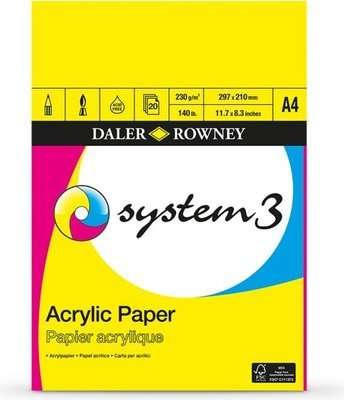 Daler Rowney A4 - System 3 Acrylic Pad (230gsm)(20 Sheets)