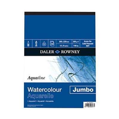 Daler Rowney Aquafine Jumbo Watercolour Paper Pad 300gsm 50 Sheets, Not Surface 12x9in