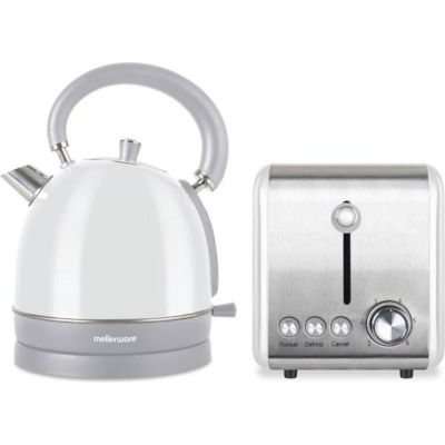 Mellerware Chiffon Kettle and Toaster Set (White / Stainless Steel)