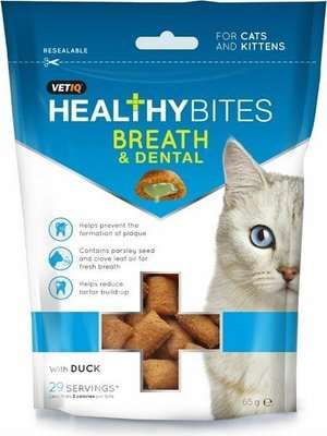 VetIQ HealthyBites Breath & Dental Treats for Cats and Kittens (65g)