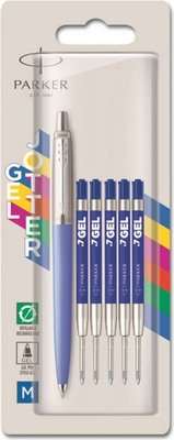 Parker Jotter WOW Ballpoint Pen - Medium Nib, Blue Gel Ink + Refills (Blue)