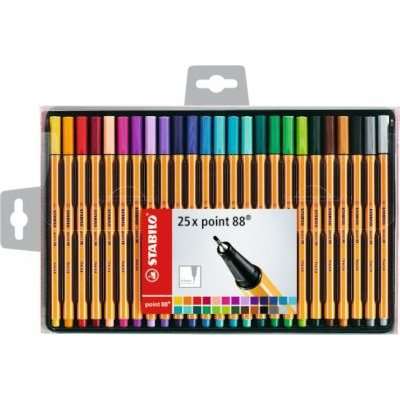 Stabilo Point 88 Fineliner Pens (Wallet of 25)(Assorted)