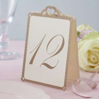 Love Struck - Table Numbers Ivory and Gold (Pack of 1- 12)