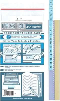 Treeline Transparent Index Press Tabs (5 Strips Per Pack)(Blue)