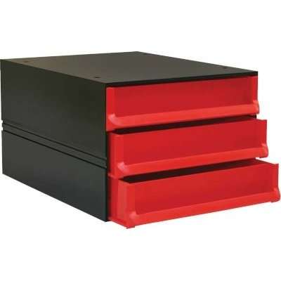 Bantex Texo Modular 3 Drawer Storage System (Red)