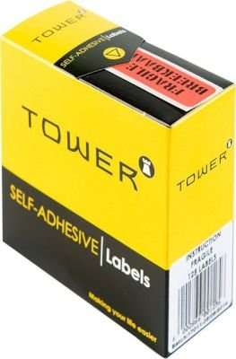 Tower Rectangular Instruction Labels - Fragile/Breekbaar (14x40mm)(Box of 125)