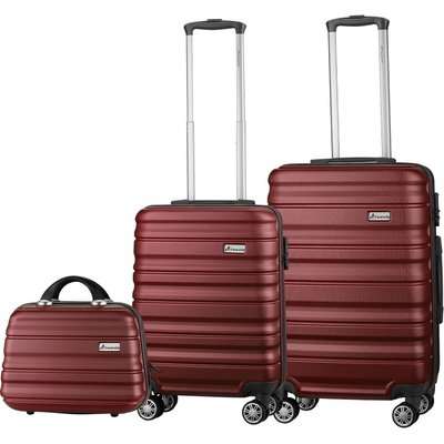 Travelwize Rio ABS Luggage Set (Grey/Burgundy)(3 Piece)