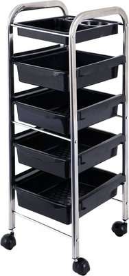 Lucky Plastic 5 Tier Salon Trolley (Black)