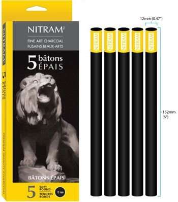 Nitram Fine Art Charcoal Btons pais (X5)