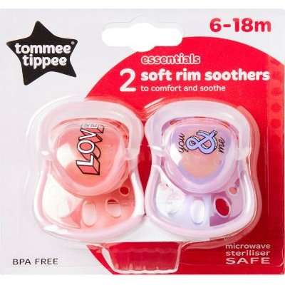Tommee Tippee - Essential Basics Soft Rim Soother (2 Pack) (6-18 Months)