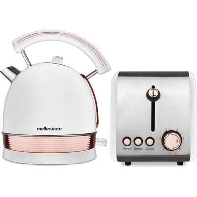 Mellerware Rose Gold - Stainless Steel Kettle and Toaster Pack (2 Piece Set)(White)