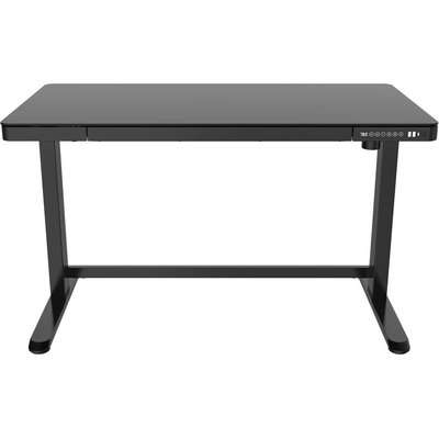 Lekkermotion Sit-Stand Rectangular Glass-Top Height Adjustable Desk (Black)