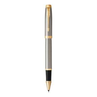 Parker IM Fine Nib Rollerball Pen (Brushed Metal with Gold Trim)(Black Ink) - Presented in a Gift Bo