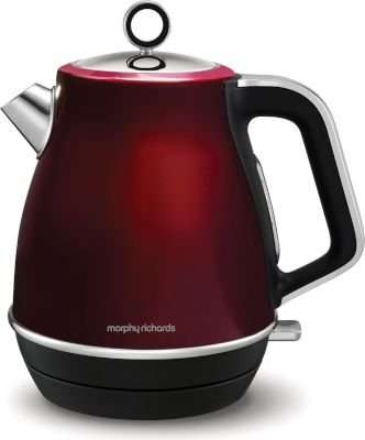 Morphy Richards Evoke 360 Degree Cordless Kettle (Stainless Steel | Red | 1.5 l | 3000W)