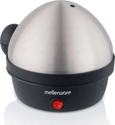 Mellerware Egg Master - Stainless Steel Egg Boiler with 7 Egg Capacity (350W)(Stainless Steel and Bl