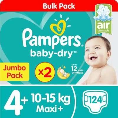 Pampers Active Baby (Size 4)(Maxi)(Plus Jumbo Pack 62s)(Twin Pack)
