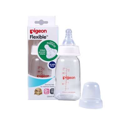 Pigeon 6687 Peristaltic Plus Glass Nursing Bottle (Standard Neck)(120ml)(S-Cut Teat)(Pidgeon Design)
