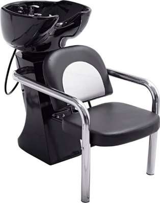 Lucky Backwash Chair with Adjustable Backrest and Plastic Basin (200kg)(Black)