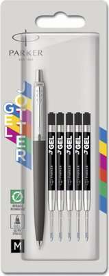 Parker Jotter WOW Ballpoint Pen - Medium Nib, Black Ink + Refills (Black)