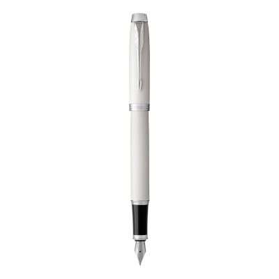 Parker IM Medium Nib Fountain Pen (White with Chrome Trim)(Blue Ink) - Presented in a Gift Box