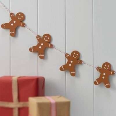 Ginger Ray Vintage Noel Wooden Gingerbread Bunting (1.2m)