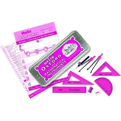 Helix Oxford 10 Piece Maths Set (Pink)
