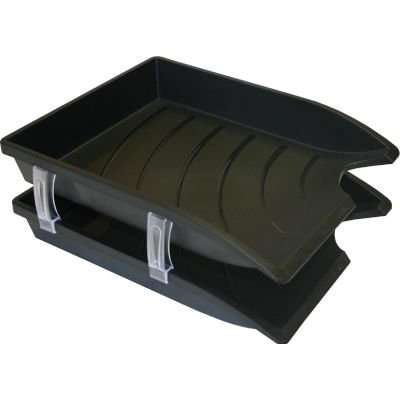 Bantex B9864 2 Optima Letter Trays with 4 Risers (A4)(Black)