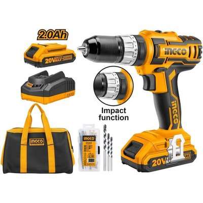 Ingco Lithium-ion Cordless Impact Drill Mega Combo Kit (20V)