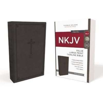 NKJV, Value Thinline Bible (Black) (Large print, Leather / fine binding, Red Letter Edition)
