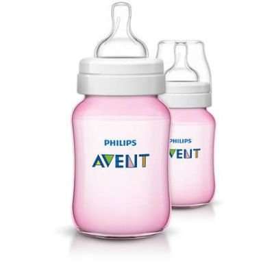 Philips AVENT Classic Plus Baby Bottle with Slow Flow Nipple Bottle Set 260 ml (Pink)