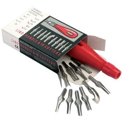 Essdee Lino Carving Tool Set - Handle with 10 blades