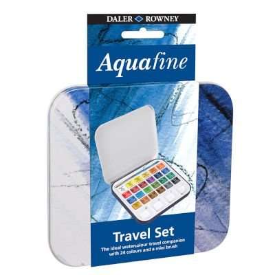 Daler Rowney Aquafine Travel Watercolour Paint Set - Half Pan - Set Of 24